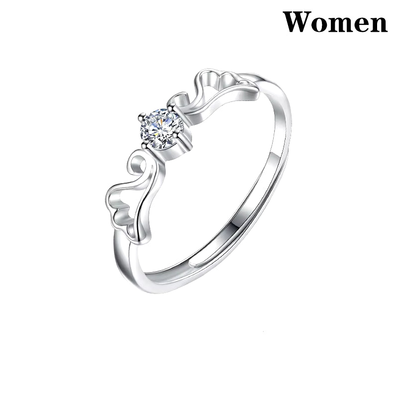 Luxury Couple Butterfly Wings Rings for Women Men Romantic Fashion Wings Design Adjustable Engagement Ring Wedding Jewelry