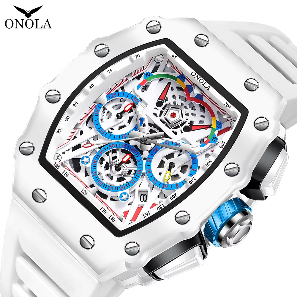 2024 Fashion Sports Men'S Quartz Watch Brand ONOLA Multifunctional Watches Luxury Tonneau Mille Wristwatch for Man Dropshipping