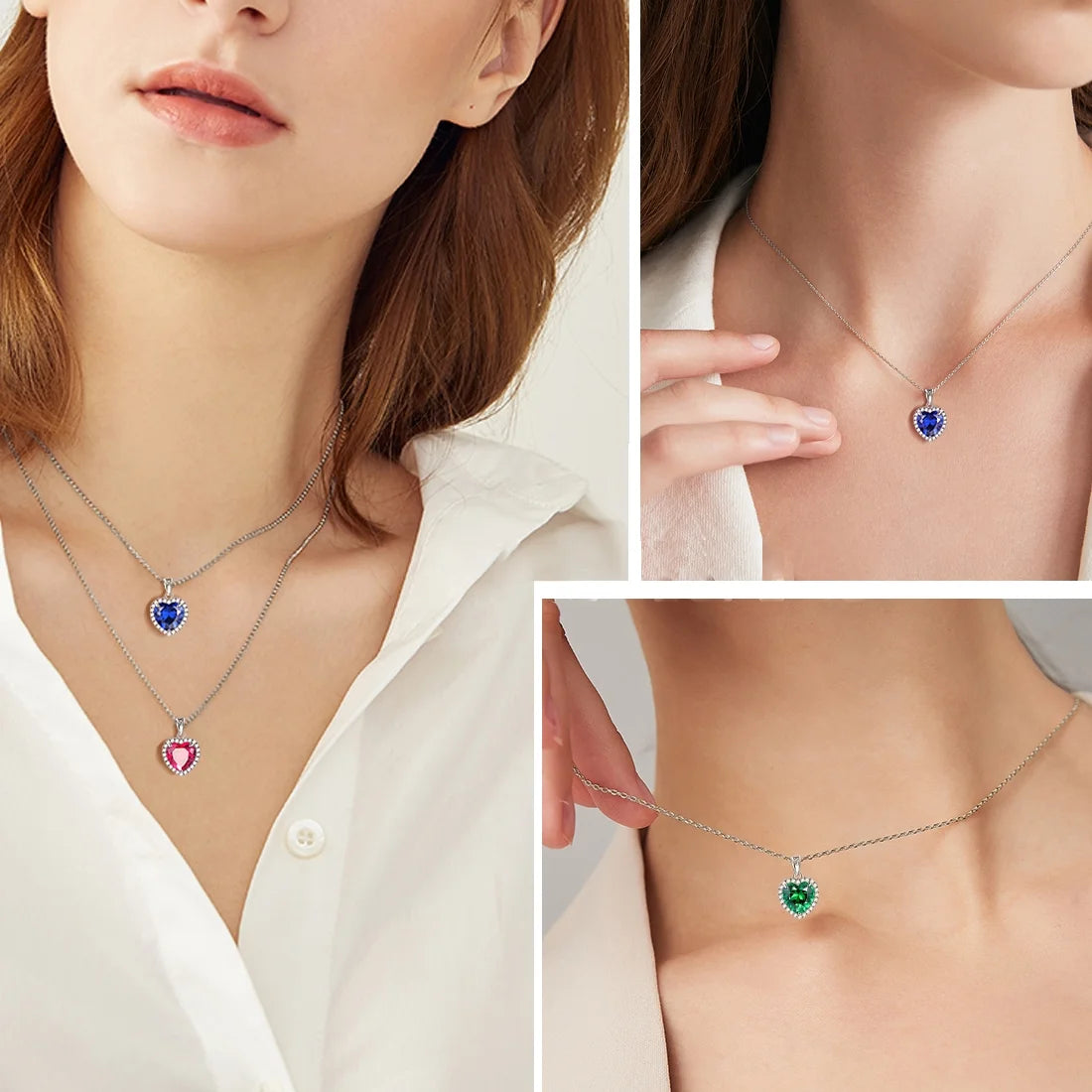 May Birthstone Jewelry Sets for Women, Green Heart Jewelry Set Emerald Necklace Earrings 925 Sterling Silver Fine Jewelry Girls Birthday Mother'S Day Gifts