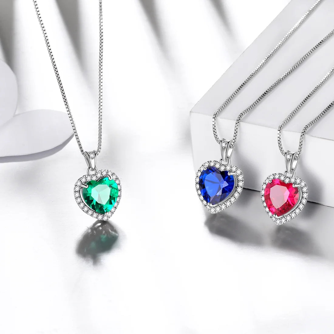 May Birthstone Jewelry Sets for Women, Green Heart Jewelry Set Emerald Necklace Earrings 925 Sterling Silver Fine Jewelry Girls Birthday Mother'S Day Gifts