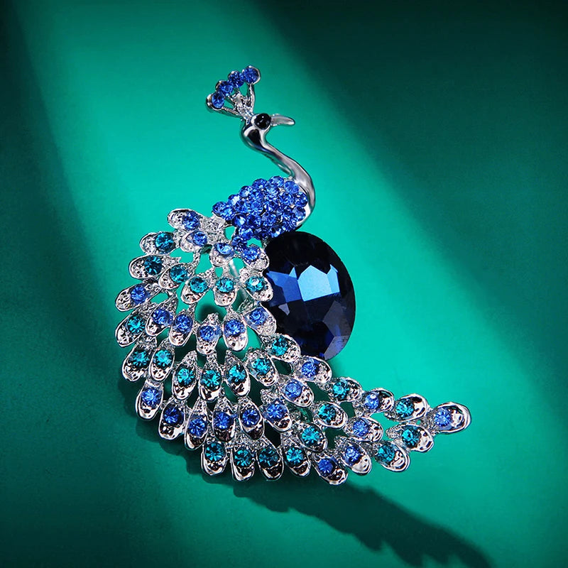 Rhinestone Peacock Brooches Pins Jewelry Banquet Christmas Gifts Accessories